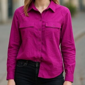 Ark Co Blouse  Small Purple Lightweight Longsleeve Silky